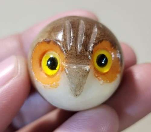 ITALIAN HAND CARVED ALABASTER OWL FAMILY OF FIGURINES