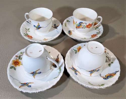 RARELY SEEN GRINDLEY ENGLAND 1940S KING FISHER HAND PAINTED PATTERN EARTHENWARE 12 PIECE SET