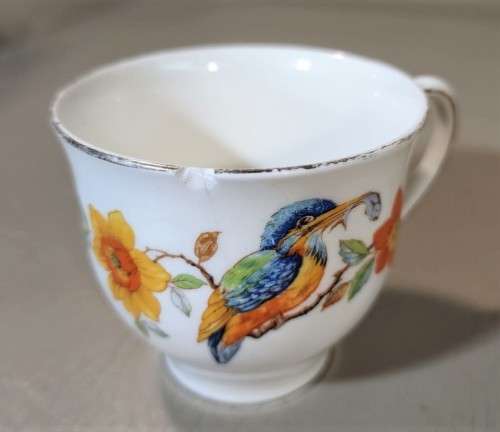 RARELY SEEN GRINDLEY ENGLAND 1940S KING FISHER HAND PAINTED PATTERN EARTHENWARE 12 PIECE SET