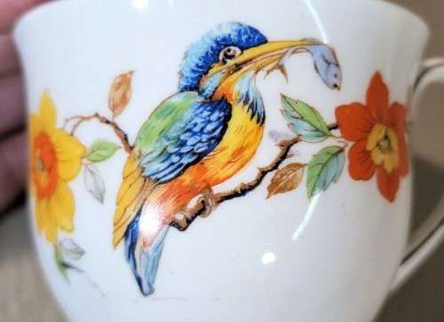 RARELY SEEN GRINDLEY ENGLAND 1940S KING FISHER HAND PAINTED PATTERN EARTHENWARE 12 PIECE SET