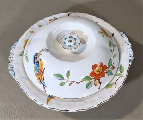 RARELY SEEN GRINDLEY ENGLAND 1940S KING FISHER HAND PAINTED PATTERN EARTHENWARE 12 PIECE SET