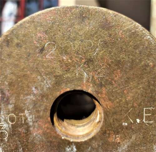 THE MIKE TYSON OF SHELLS  A 20 POUNDER 125MM DIAM/CAL 1969 SHELL CASING WITHOUT PRIMER