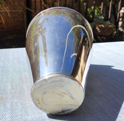 ELEGANT SILVERPLATED VASE WITH DECORATIVE BANDED PATTERN