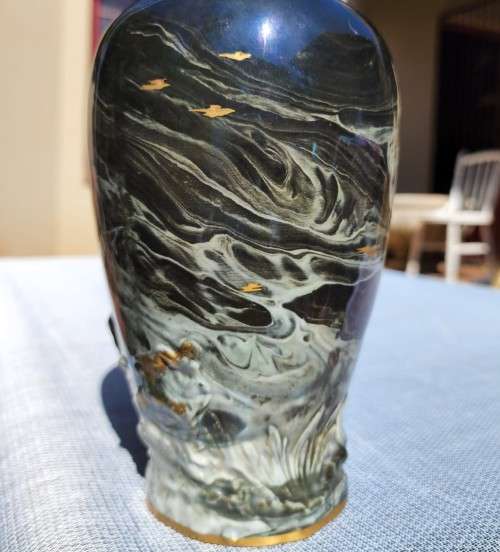 ROSENTHAL ANTIQUE 1900S KRONACH GERMANY MARBLED AR NAVEAU VASE  VERY RARE