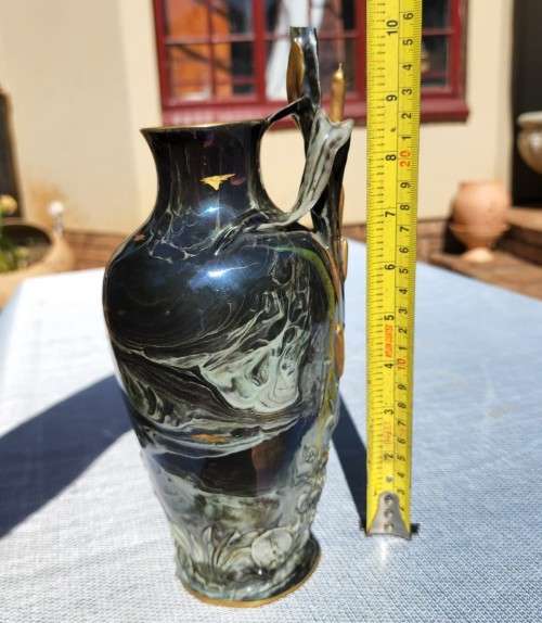 ROSENTHAL ANTIQUE 1900S KRONACH GERMANY MARBLED AR NAVEAU VASE  VERY RARE
