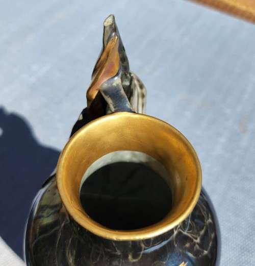 ROSENTHAL ANTIQUE 1900S KRONACH GERMANY MARBLED AR NAVEAU VASE  VERY RARE