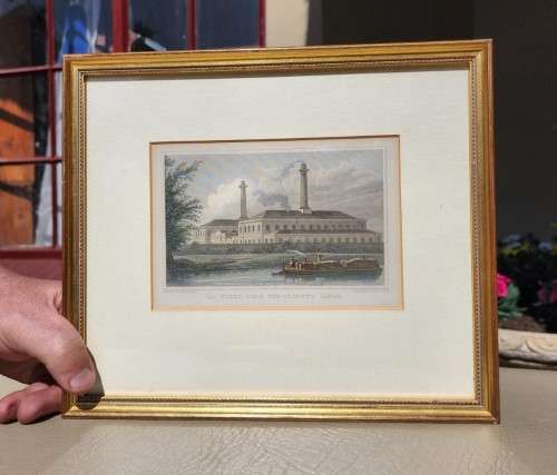 ANTIQUE 1820S SHEPHERD DESIGN AND McCLATCHIE ENGRAVED PRINT WITH SOME HAND COLOURING  GAS WORKS REG