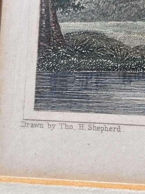ANTIQUE 1820S SHEPHERD DESIGN AND McCLATCHIE ENGRAVED PRINT WITH SOME HAND COLOURING  GAS WORKS REG