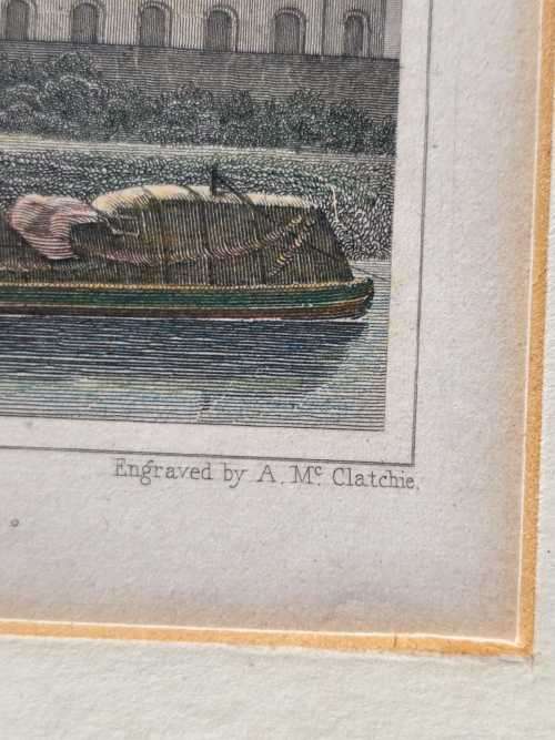 ANTIQUE 1820S SHEPHERD DESIGN AND McCLATCHIE ENGRAVED PRINT WITH SOME HAND COLOURING  GAS WORKS REG