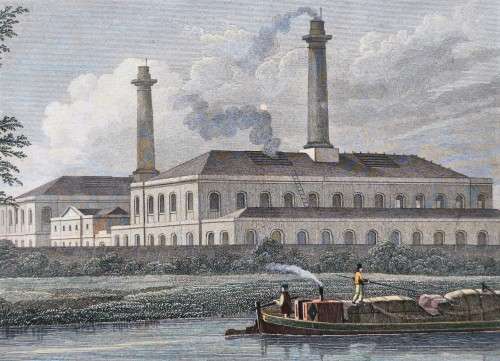 ANTIQUE 1820S SHEPHERD DESIGN AND McCLATCHIE ENGRAVED PRINT WITH SOME HAND COLOURING  GAS WORKS REG