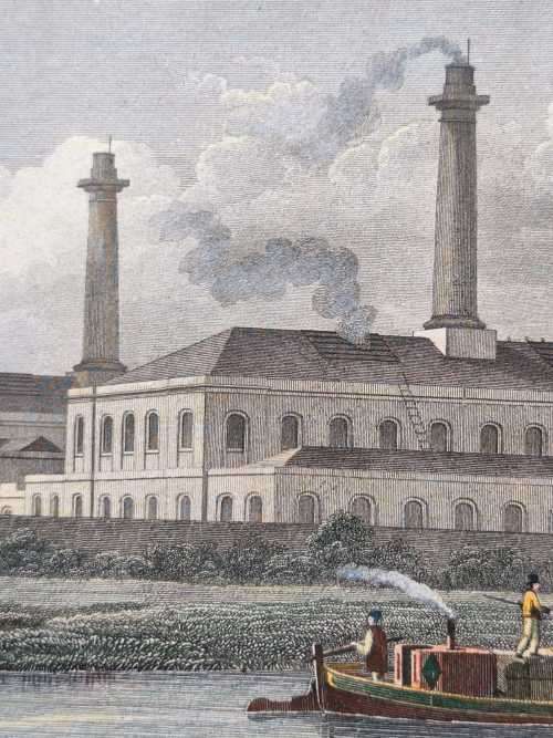 ANTIQUE 1820S SHEPHERD DESIGN AND McCLATCHIE ENGRAVED PRINT WITH SOME HAND COLOURING  GAS WORKS REG