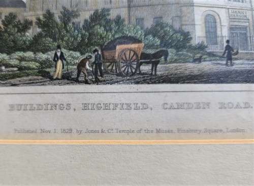 ANTIQUE 1820S SHEPHERD DESIGN AND McCLATCHIE ENGRAVED PRINT WITH SOME HAND COLOURING  BUILDING