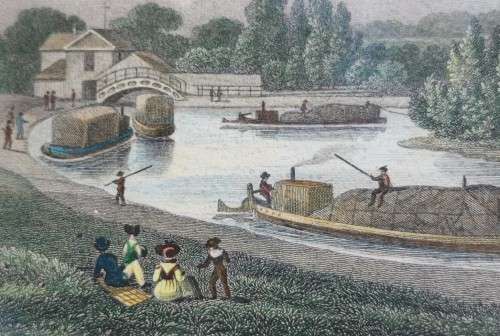 PADDINGTONS JUNCTION ANTIQUE 1820S SHEPHERD DESIGN AND LACEY ENGRAVED PRINT WITH SOME HAND COLOURING
