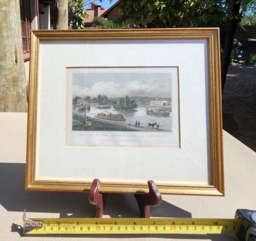 PADDINGTONS JUNCTION ANTIQUE 1820S SHEPHERD DESIGN AND LACEY ENGRAVED PRINT WITH SOME HAND COLOURING