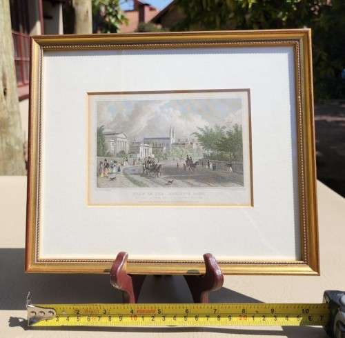 REGENTS PARK ANTIQUE 1820S SHEPHERD DESIGN AND LACEY ENGRAVED PRINT WITH SOME HAND COLOURING