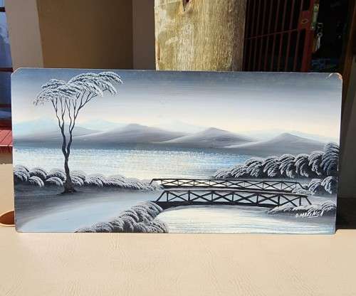 ALFRED MASINGA SA ARTIST ORIGINAL OIL ON BOARD SURREAL RIVER LANDSCAPE