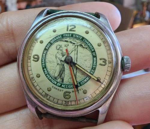EXTREMELY RARE ERNEST BOREL TRANSVAAL AND ORANGE FREE STATE CHAMBER OF MINES WATCH ISSUED TO A H REX
