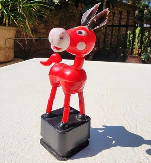 VINTAGE 1960S DONKEY PUSH PUPPET COLAPSABLE TOY