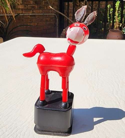 VINTAGE 1960S DONKEY PUSH PUPPET COLAPSABLE TOY