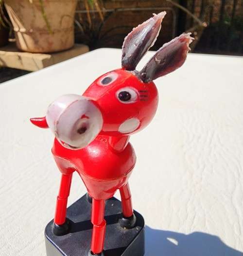 VINTAGE 1960S DONKEY PUSH PUPPET COLAPSABLE TOY