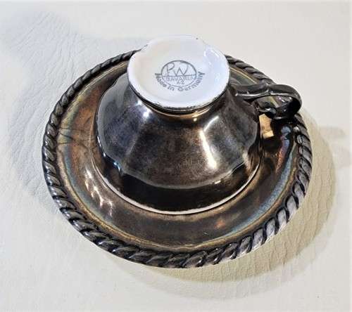 RUDOLF WACHTER (RW) BAVARIA GERMANY 1930S SILVER OVERLAID PORCELAIN TEA SET  17 PIECES - RARE