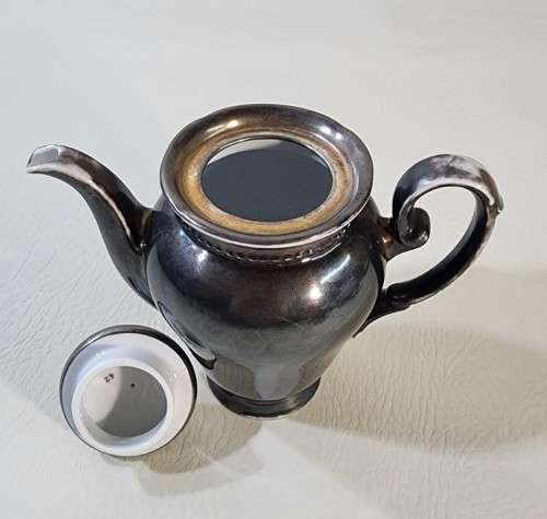 RUDOLF WACHTER (RW) BAVARIA GERMANY 1930S SILVER OVERLAID PORCELAIN TEA SET  17 PIECES - RARE