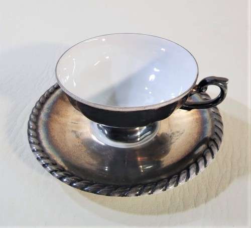 RUDOLF WACHTER (RW) BAVARIA GERMANY 1930S SILVER OVERLAID PORCELAIN TEA SET  17 PIECES - RARE