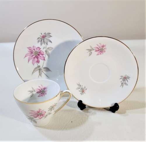 ALKA KUNST BAVARIA GERMANY 1950S SILVER OVERLAID PORCELAIN TEA SET  19 PIECES  HANDPAINTED - RARE
