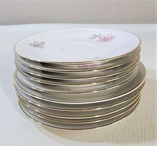 ALKA KUNST BAVARIA GERMANY 1950S SILVER OVERLAID PORCELAIN TEA SET  19 PIECES  HANDPAINTED - RARE