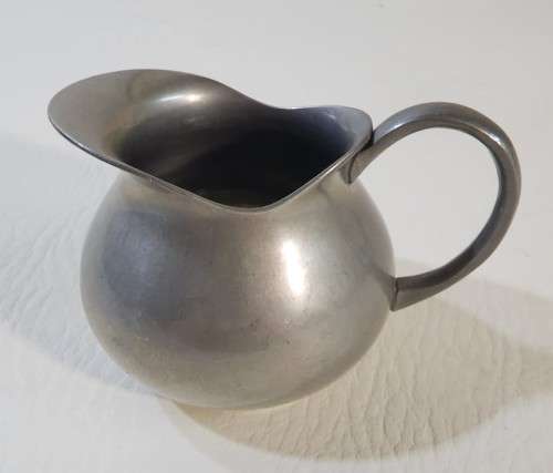 VINTAGE C KURZ and CO TIEL HOLLAND PEWTER TEASET AND VASE WITH TYPED LETTER BY COMPANY