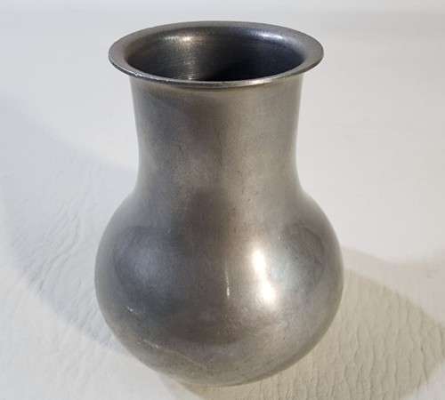 VINTAGE C KURZ and CO TIEL HOLLAND PEWTER TEASET AND VASE WITH TYPED LETTER BY COMPANY