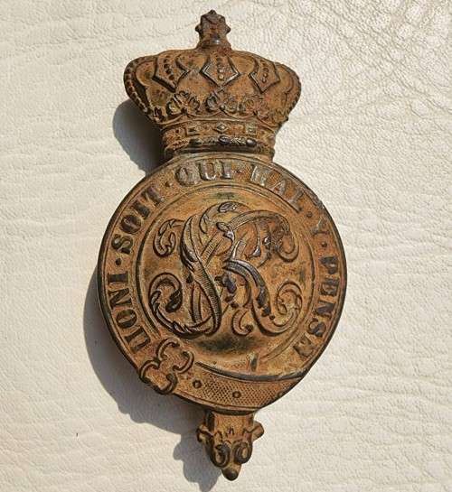 GREAT BOER WAR BRITISH MOUNTED INFANTRY GENERAL ISSUE HORSE BRIDAL BOSS WITH QUEEN VICTORIA CYPHER