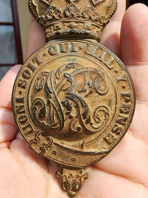 GREAT BOER WAR BRITISH MOUNTED INFANTRY GENERAL ISSUE HORSE BRIDAL BOSS WITH QUEEN VICTORIA CYPHER