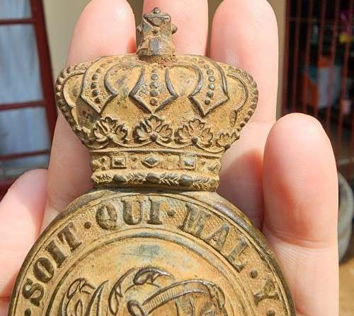 GREAT BOER WAR BRITISH MOUNTED INFANTRY GENERAL ISSUE HORSE BRIDAL BOSS WITH QUEEN VICTORIA CYPHER