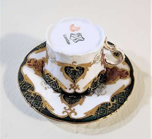 RARELY SEEN 1930S PFEIFFER & LOWENSTEIN IN SCHACKENWERTH AUSTRIA (PLS) DEMITASSE CUP AND SAUCER