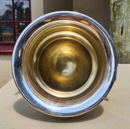 ENGLISH SILVERPLATED TROPHY SHAPED CHAMPAGNE COOLER LARGE 25CM WIDE VINTAGE