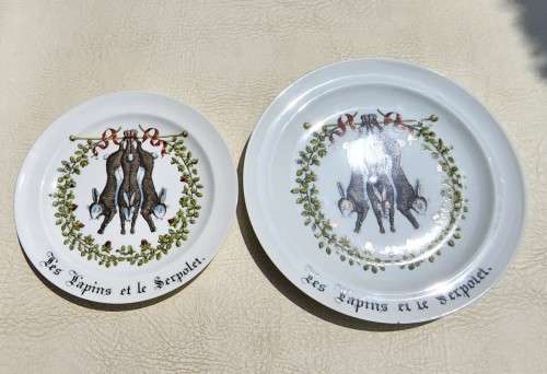 RABBITS & THYME (LES LAPINS ET SERPOLET) PORCELAINE D`AUTEUIL LIMOGES FRANCE CHAMBORD SERIES PLATES