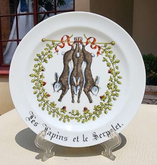 RABBITS & THYME (LES LAPINS ET SERPOLET) PORCELAINE D`AUTEUIL LIMOGES FRANCE CHAMBORD SERIES PLATES