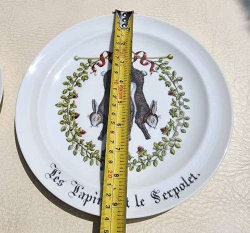 RABBITS & THYME (LES LAPINS ET SERPOLET) PORCELAINE D`AUTEUIL LIMOGES FRANCE CHAMBORD SERIES PLATES