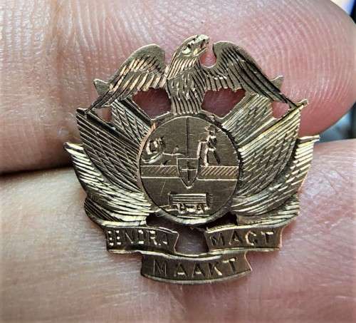 POSSIBLE OSSEWABRANDWAG 9CT GOLD EAGLE LAPEL MEMBERSHIP BADGE