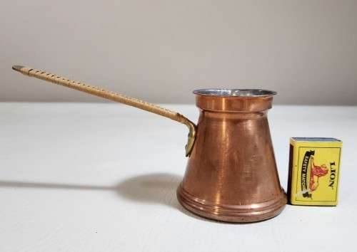 GERMAN MADE COPPER AND BRASS STOVETOP COFFEE POT (BRIKI, CEZVE)