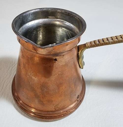 GERMAN MADE COPPER AND BRASS STOVETOP COFFEE POT (BRIKI, CEZVE)