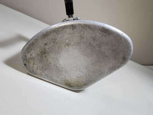 AN OLD TRIANGULAR HART SA MADE ALUMINIUM COOKING POT