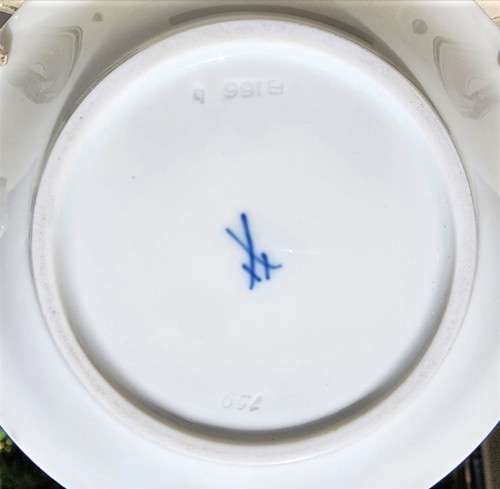 MEISSEN GERMANY PORCELAIN CUP AND SAUCER - GOLD DECORATED - BLUE CROSSED SWORD MARK (1935-1973)