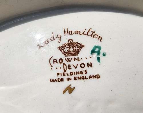 CROWN DEVON FIELDINGS! (1930-1960) LADY HAMILTON BOAT-SHAPED DOUBLE-ENDED FLOWER VASE HAND PAINTED!