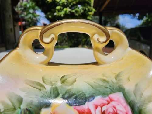 CROWN DEVON FIELDINGS! (1930-1960) LADY HAMILTON BOAT-SHAPED DOUBLE-ENDED FLOWER VASE HAND PAINTED!