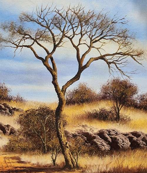 STOFPAD IN DIE VELD 1983 OIL ON CANVAS ON BOARD BY NICO COETZEE (SA ARTIST DECEASED) (70CM W 40CM H)