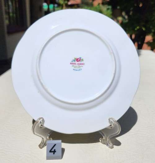 ROYAL ALBERT (1966-1970S) MINUET PATTERN SHELLEY SHAPED CUP AND SAUCER AND SIDEPLATE TRIO 4TH OF 6