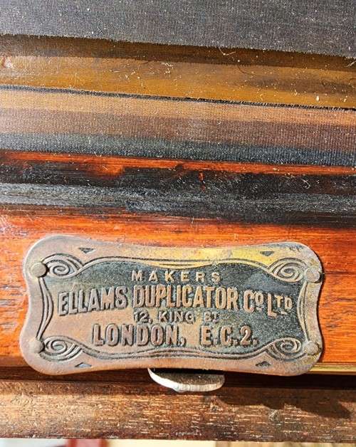 ANTIQUE 1930S PORTABLE COPYING MACHINE! AN ELLAMS LONDON SCREEN PRINTING DUPLICATOR SET