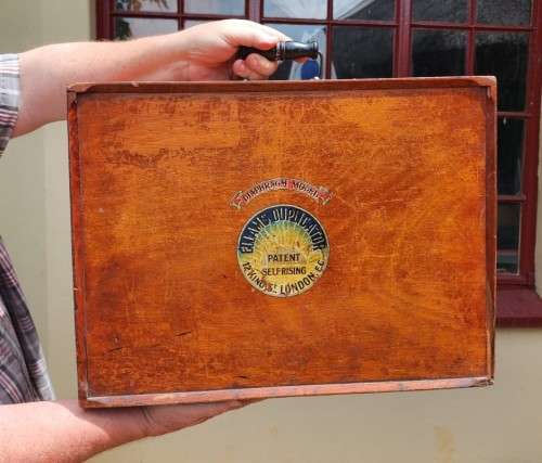 ANTIQUE 1930S PORTABLE COPYING MACHINE! AN ELLAMS LONDON SCREEN PRINTING DUPLICATOR SET